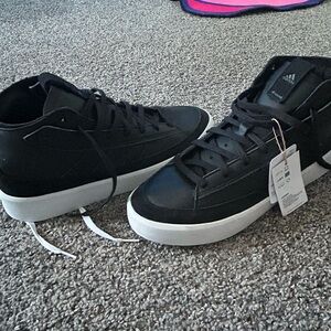 Adidas Black and White High-Top Sneakers znsored